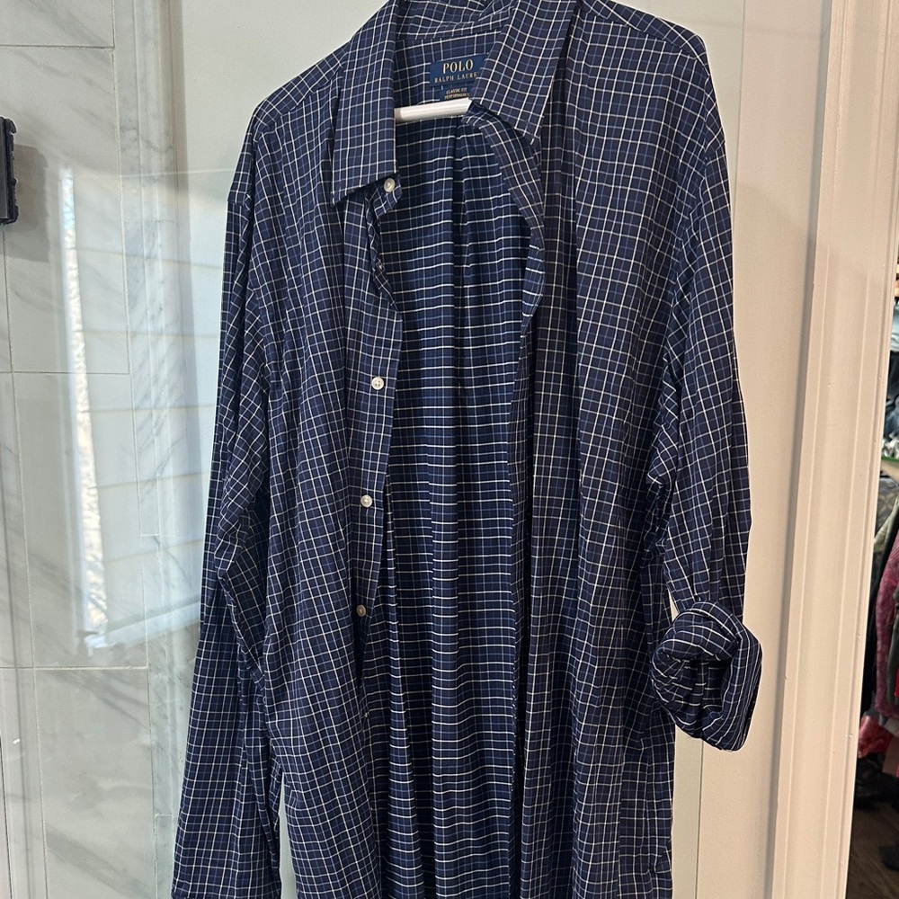 Polo by Ralph Lauren Blue Checkered Dress Shirt - classic fit performance
